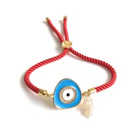 Blue Evil Eye Hamsa Hand Red String Lucky Charms Bracelet for Women