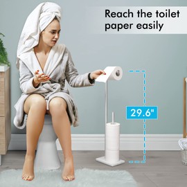 KES Toilet Paper Holder Stand 29.5 Inches, Free Standing Toilet Paper Storage with Marble Base Toilet Roll Holder for Bathroom, SUS304 Stainless Steel Brushed Finish, BPH288-2