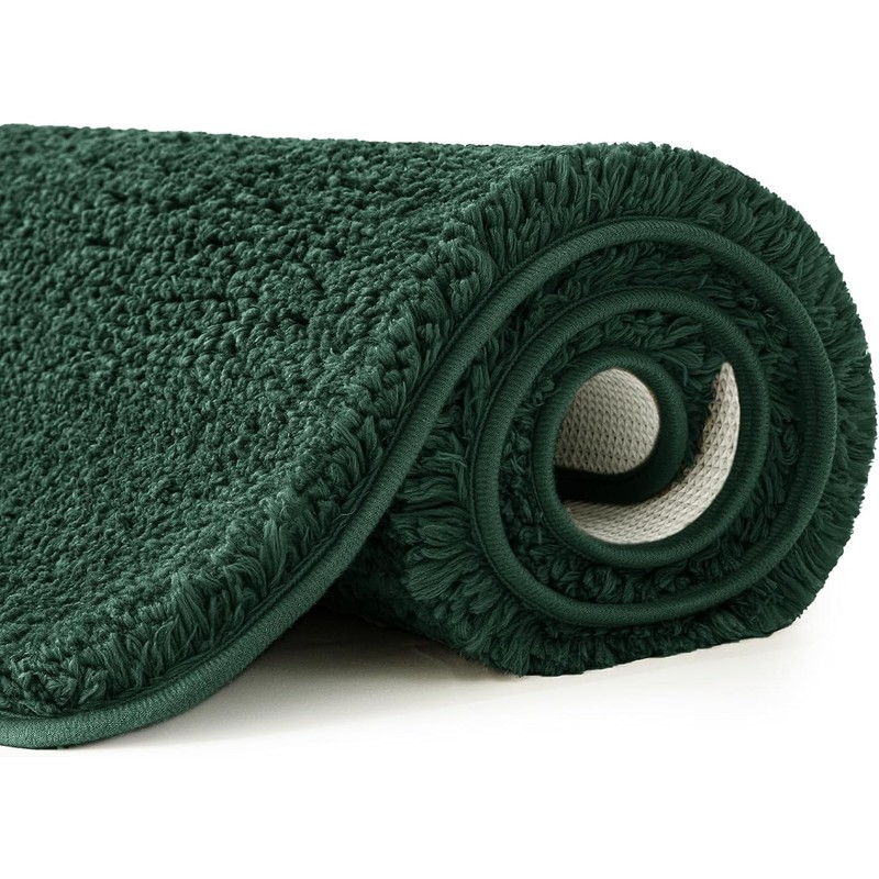 MIULEE Dark Green Absorbent Bath Rugs Soft Small Bathroom Mats