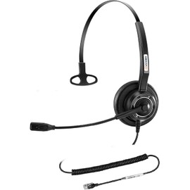 Arama - Auriculares de Diadema con micrófono y Control de Volumen para teléfonos Snom, Grandstream y Yealink T19 T20 T21 T22 T23 T26 T27 T28 T29 T32 T36 T38 T40 T41 T42, etc, A200Y