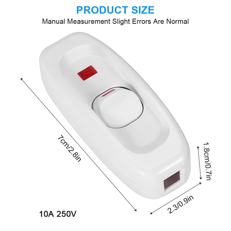 On/Off Button Inline Cord Switch for Table Lamp Desk Light