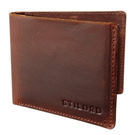 STILORD 'Darren' Slim Wallet with Coin Compartment Leather Small Wallet RFID Men's Mini Wallet with NFC Protector Wallet Genuine Leather in Gift Box, Palao - Brown, coin purse