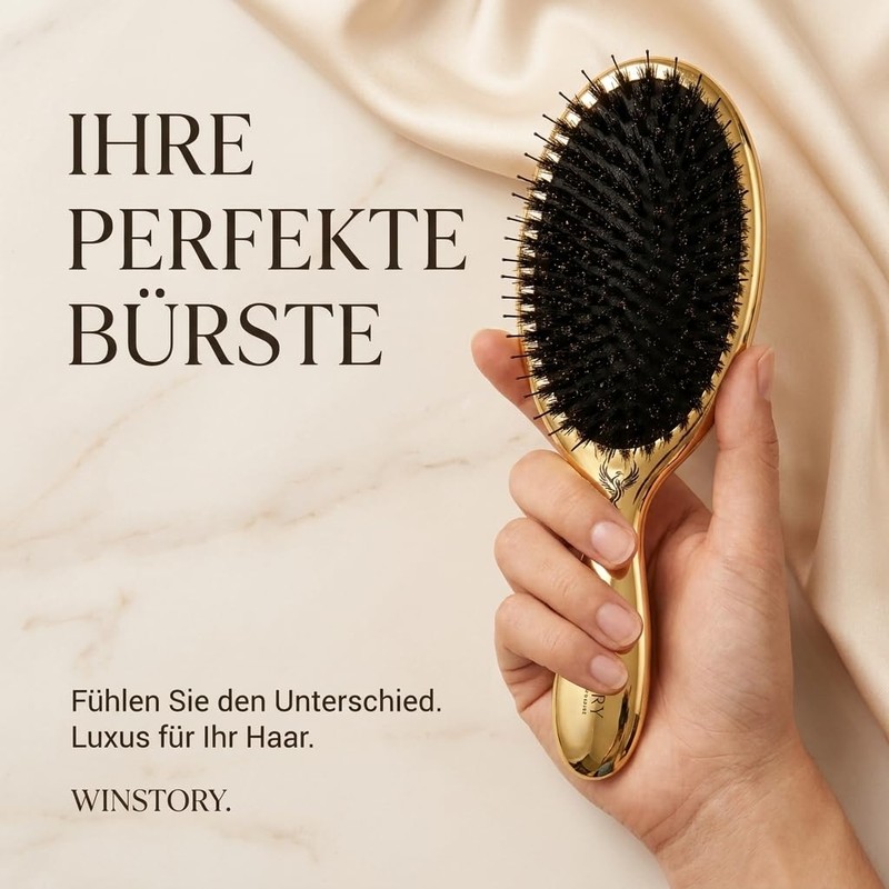 WinStory Extensions Hair Brush Gold for Bondings, Wefts and Clip-Ins