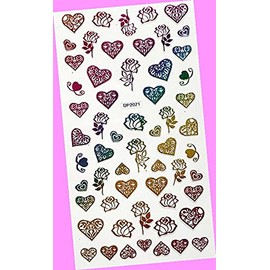 Laser Gold & Neon Queen Rose Heart Cross Crown Stars Carriage 3D Nail Sticker Dp2021 Neon for Nails Design Nail Art Stickers Decals Supplies Manicure Tips Sticker Colorful for Nail Decorations