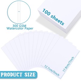 Spiareal 100 Hojas de Papel de Acuarela a Granel de 140 Lb/300 GSM, Papel Blanco Prensado en Frío, Papel de Algodón en Blanco para Pintura Artística, Bloc de Papel de Acuarela Blanco(5 x 7 Pulgadas)