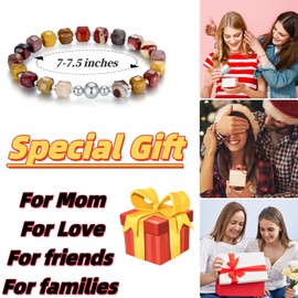 MetJakt Handmade Original 6MM Healing Crystal Natural Gemstone Yoga Bracelet Faceted Stone Stretch 18K Gold White Gold Ball Bracelet for Women men (Multicolour Moukaite, 18K White Gold Plated)