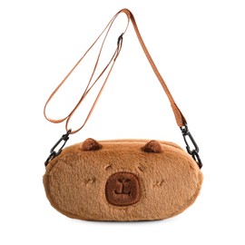 Capybara Crossbody Bag Cute Plush Phone Bag,Small Fluffy Zipper Pouch with Fluffy Adjustable shoulder strap Gifts for Kids Womens