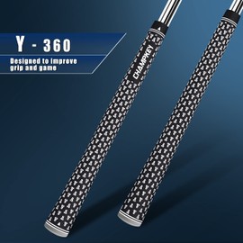 CHAMPKEY Y-360 Rubber Golf Grips 13 Pack Come with All Repair Kits - All Weather Performance, High Feedback and Traction Golf Club Grips（Standard,Black）