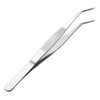 sourcingmap 6.9-Inch Stainless Steel Tweezers with Curved Pointed Serrated Tip