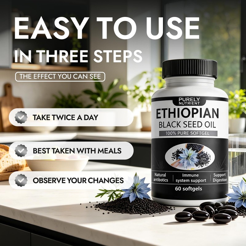 Purely Nutrient Ethiopian Black Seed Oil - Cold-Pressed Nigella Sativa