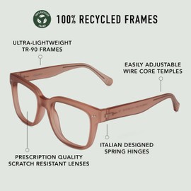 LOOK OPTIC Laurel Progressive Reader - Stylish Unisex Reading Glasses, Prescription-Quality (Full Magnification) (3, Champagne)