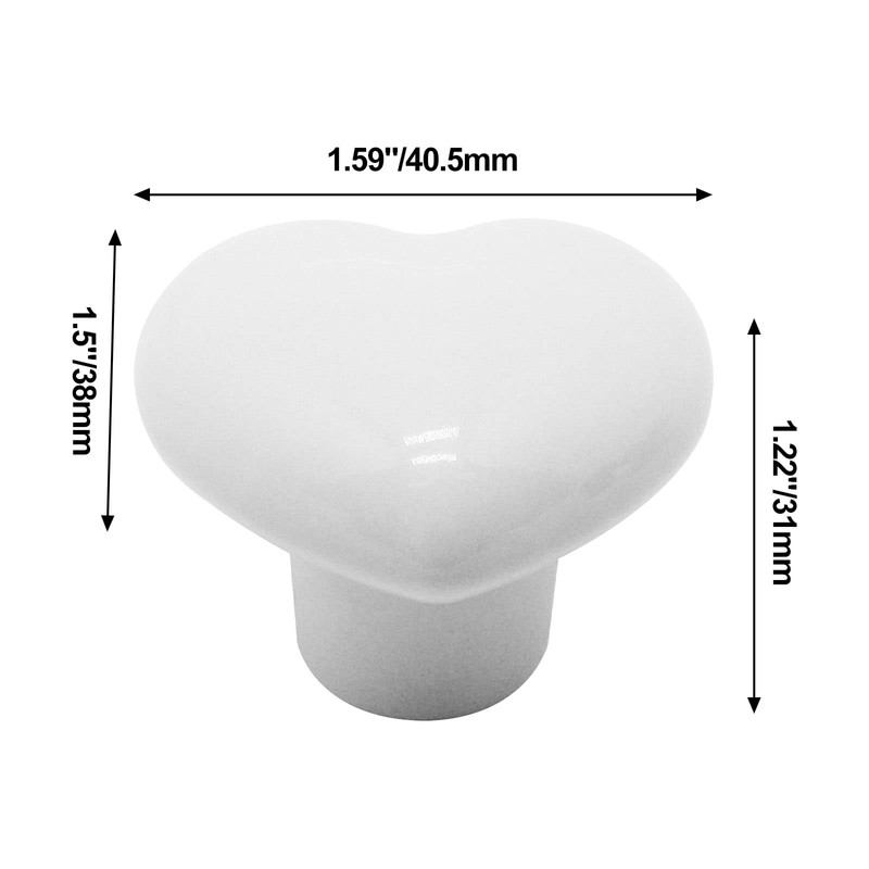 SWZHAI 6 Pcs White Ceramic Cabinet Knobs, Heart Shaped Drawer