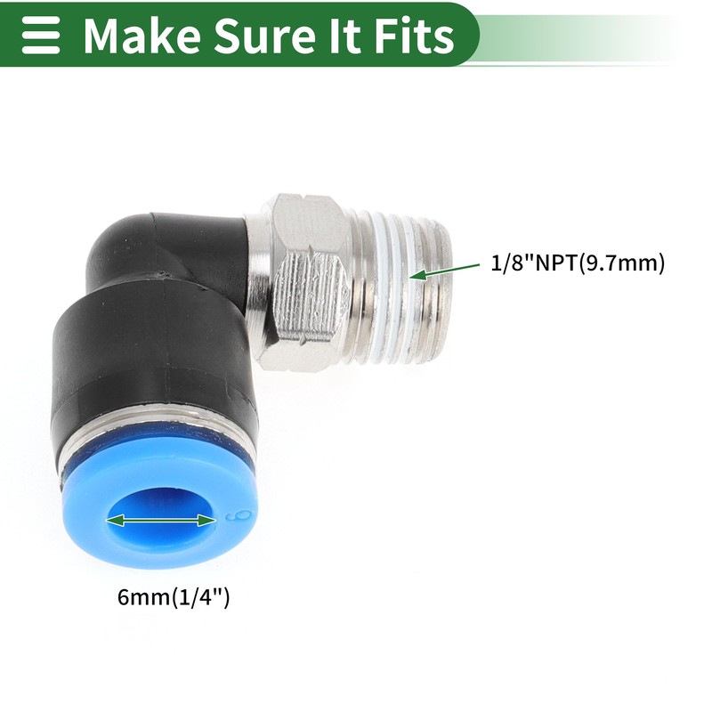 TUCKBOLD Push to Connect Air Fittings 1/4" 90 Degree Air