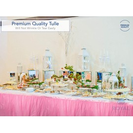 Royal Imports Tulle Table Skirt, Tulling Tablecloth for Wedding, Birthday Party, Bridal, Baby Shower, Home Decoration Skirting - Rectangle, 9 ft White