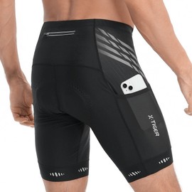 X-TIGER Men's Cycling Shorts with 5D Padded, Breathable Quick-Drying Cycling Shorts with 3 Pockets, 102Black Grey
