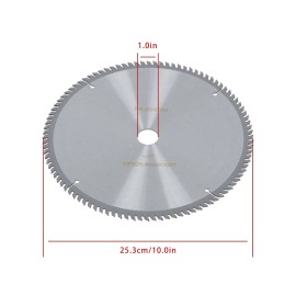 ALL-CARB 10Inch 100 Tooth Carbide Saw Blade 25.44mm Arbor For Wood Aluminum