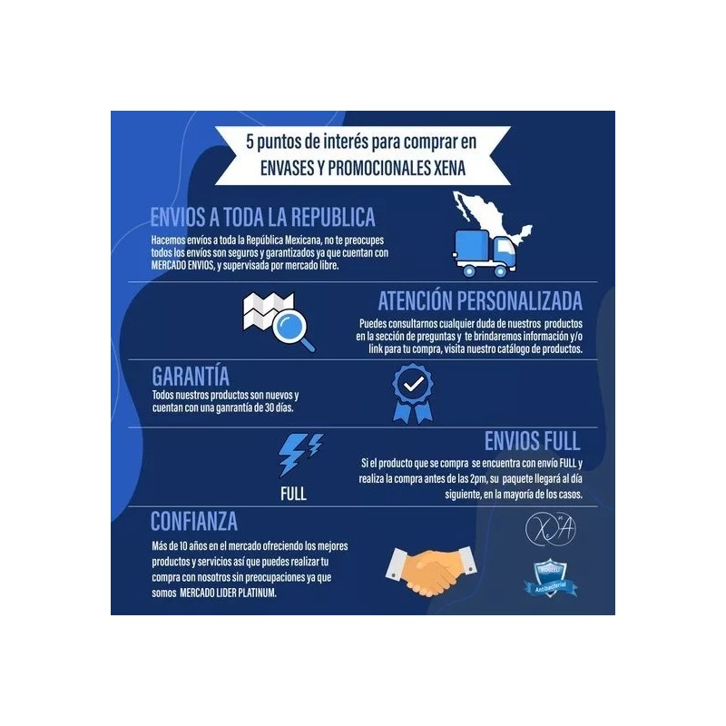 Xena Envase Para Gel Antibacterial 250 Ml Paquete De 50