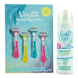 Gillette Set of 6 - Gillette Venus  Holiday Gift Pack - 4 Disposable Razors, 1 Shave Gel