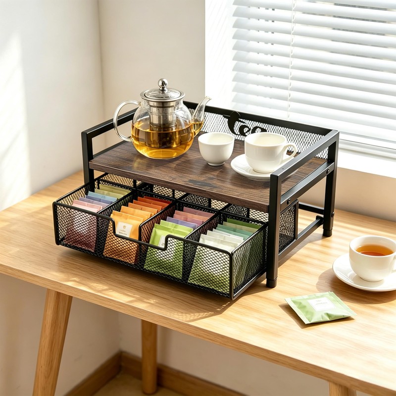 Uniqcovosa 2 Tier Tea Bag Organizer and Storage - 8
