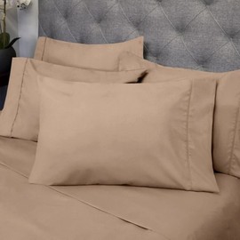 HNU 8 Piece White Short Queen Size Sheet Set Solid Color Comfortable Warm Plain Pattern Microfiber Fabric | Aesthetic Bedding Breathable Clean Smooth Elegant Cozy Couple Piped Edging Nice