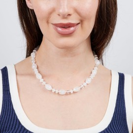 TreasureBay Handmade Womens Beaded Necklace Natural Gemstones Healing Crystal Jewellery (Clear Rock Quartz)