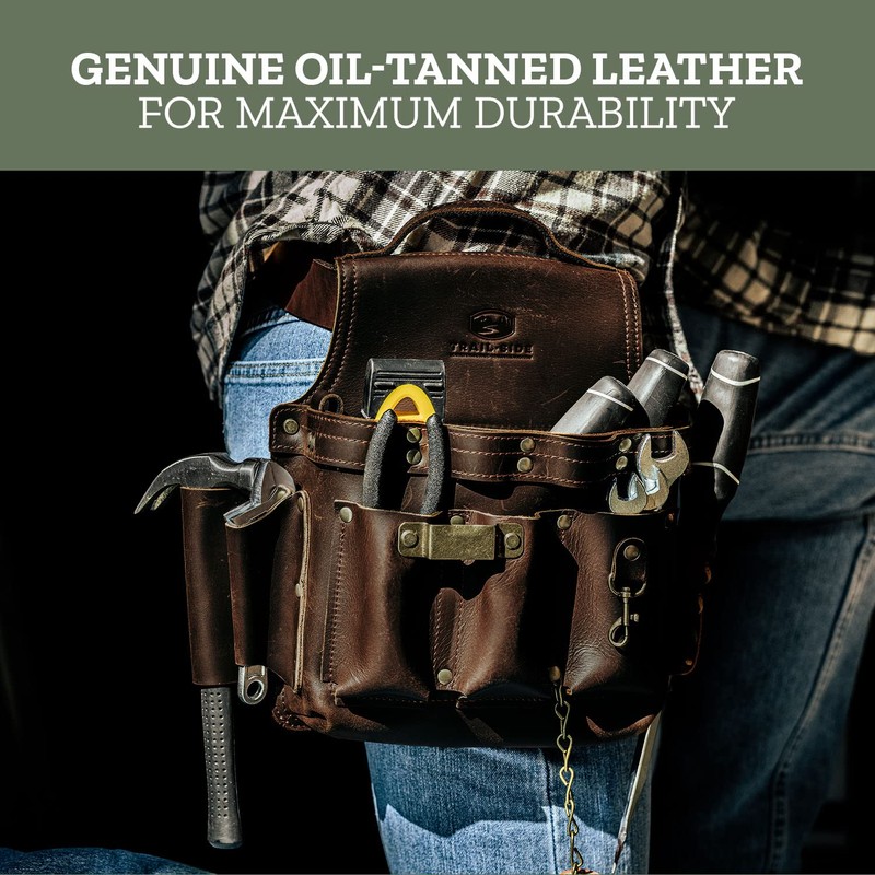 Trailside Genuine Leather Electrician Tool Pouch with Belt Loop for