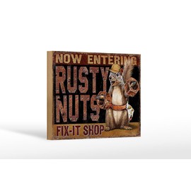 Ontrada Fix-it Shop Rusty Nuts Garage Wooden Sign 12 x 18 cm