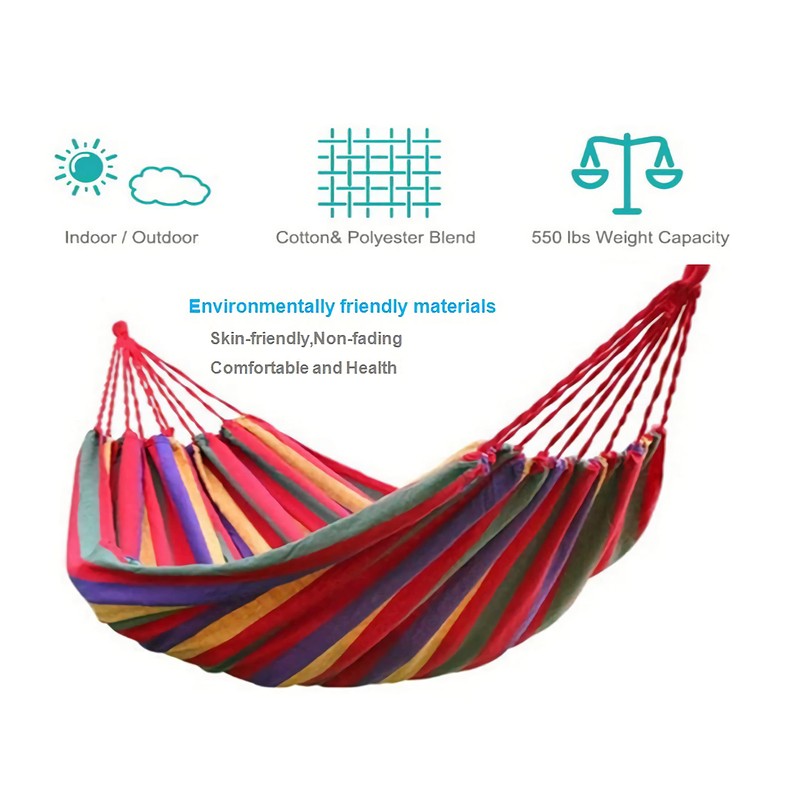 Single/Double Person Rainbow Cotton Fabric Canvas Travel Hammocks 500lbs Ultralight