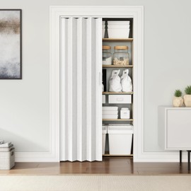 PVC Foldable Accordion Doors or Privacy Room Divider for Internal Use (White, 32)