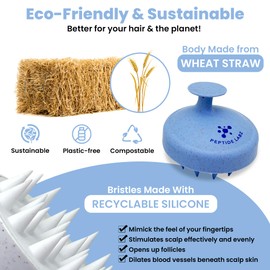 Peptide Labz Scalp Massager Shampoo Brush – Eco-Friendly Wheat Straw & Silicone Bristles