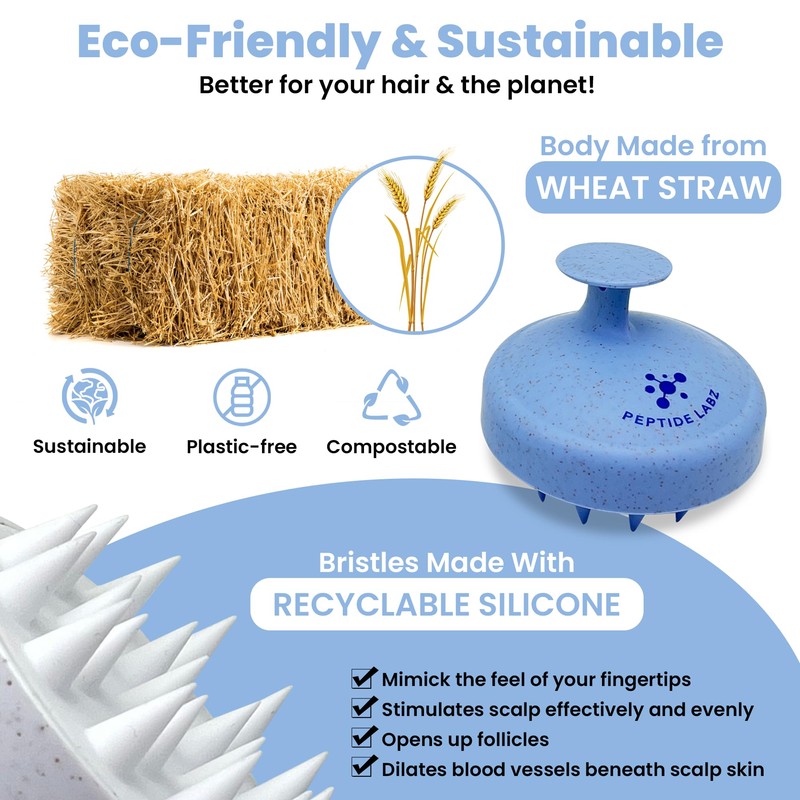 Peptide Labz Scalp Massager Shampoo Brush – Eco-Friendly Wheat Straw