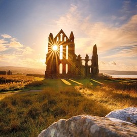 Abacus Cards General Male/Female Blank/Birthday Card - Sunset at Whitby Abbey, Yorkshire - Eco-Friendly & Recyclable - From the BBC Countryfile Range