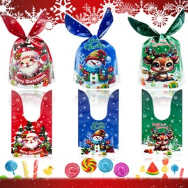 YeahBoom Pack of 60 Christmas Gift Bags, 3 Design Gift Bags Christmas, Rabbit Ears Candy Bags, Christmas Cookie Bags, Party Bags, Gift Bags Christmas, Christmas Treat Bag