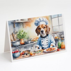 Caroline's Treasures Beagle The Chef Greeting Cards Pack of 8 Blank Cards with Envelopes Whimsical A7 Size 5x7 Blank Note Cards
