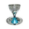 Yair Emanuel Hammered Modern Kiddush Cup with Turquiose Pedastal