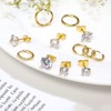 Small Gold Earrings Set for Women, 6 Pairs 14K Gold