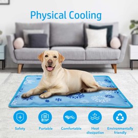 AOSUYOU Dog Cooling Mat Breathable Self Cooling Mat for Dogs Cats Foldable Pet Cooling Mat Indoor Outdoor Summer Use (18.8x29.5 in, Snowflake)