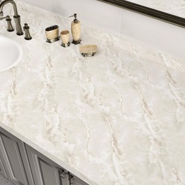 EPPKILY Cream Marble Contact Paper Peel and Stick for Countertops Beige White Marble Wallpaper Removable Countertop Contact Paper Waterproof for Cabinets Kitchen Walls Bathroom Table 15.7"×78.7"