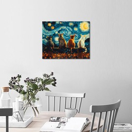 Rebotipy Abstract Starry Sky Paint by Numbers Kits Modern Adults Paint-by-Numbers Art Animals Cats Paint Numbers Artwork DIY Starry Sky Flowers Paintwork Beginners Canvas Painting Kits 16x20 in