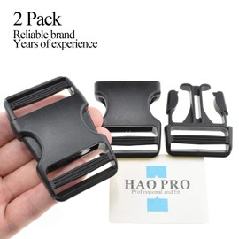 HAO PRO Quick Side Release Buckles Clips Snaps Dual Adjustable No Sewing Heavy Duty Plastic 1.5' Wide 2 Pack Replacement for Nylon Strap Boat Cover Backpack Fanny Pack Nylon Webbing Belt Dog Collars