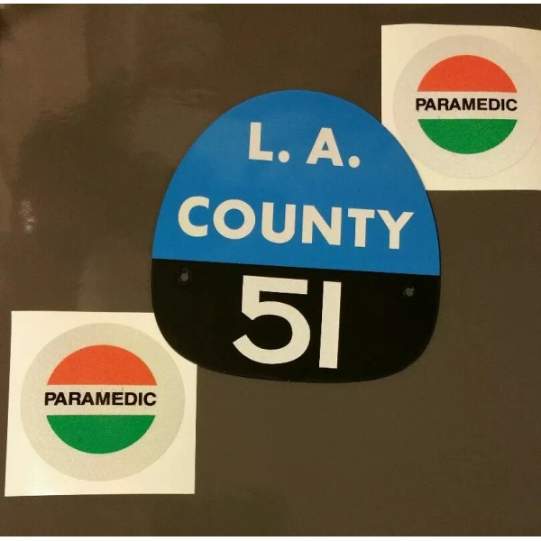 LA COUNTY 51 "EMERGENCY 51" FIRE HELMET SHIELD White 51