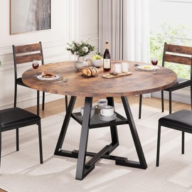 Jocoevol Round Dining Table for 4,Kitchen Dining Room Circle Dinner Pedestal Table,Space Saving Wood Kitchen & Dining Room Furniture (Vintage, 42In)