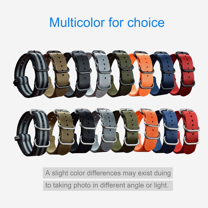 23mm Grey Nylon Watch Strap Band Replacement Men's Nylon Bracelet