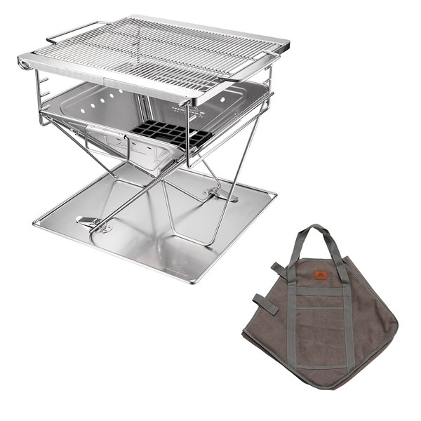 CAMPINGMOON 3-in-1 Portable Stainless Steel Wood Burning Grill and Fire