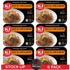 KJ Poultry Kosher Ready Meals - Beef Lamb Kabob & Quinoa, MRE Meat Meals Ready to Eat (6 Pack) Prepared Entree Fully Cooked, Shelf Stable Microwave Dinner Travel, Military, Camping, Emergency Survival