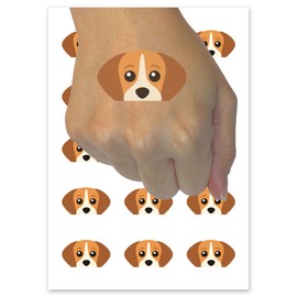 Peeking Beagle Dog Temporary Tattoo Water Resistant Fake Body Art Set Collection - 54 1" Tattoos (1 Sheet)