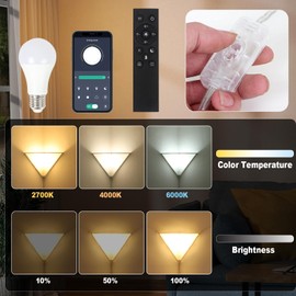 Eayaya Dimmable Corner Lamp with Remote & Smart Bulb, Plug in Ceiling Light with Cord, Led Corner Lights for Living Room Bedroom Basement Office, Room-Saving Wall Light, Safe for Kids & Pets Design