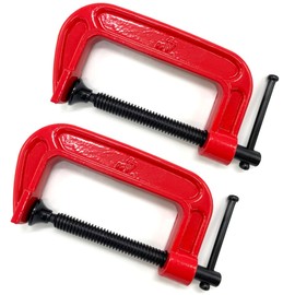 4 Inch C-Clamp Set, Heavy Duty Steel C Clamp Industrial Strength C Clamps for Woodworking, Welding, and Building (2Pcs, Red)