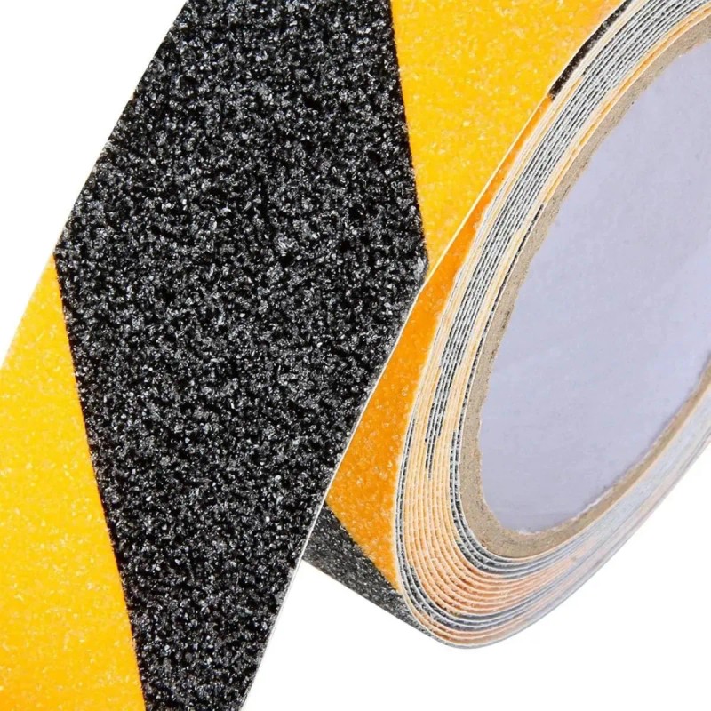 Cinta Antiderrapante Abrasivo Adhesiva Piso Seguridad 40m Amarillo Con Negro