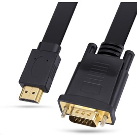 Reagle HDMI to VGA Adapter Cable - Full HD 1080p, Disposable Converter with Gold Plated Connectors, Flat Design, Plug & Play - Compatible with Monitors, Projectors and Older Devices 2M